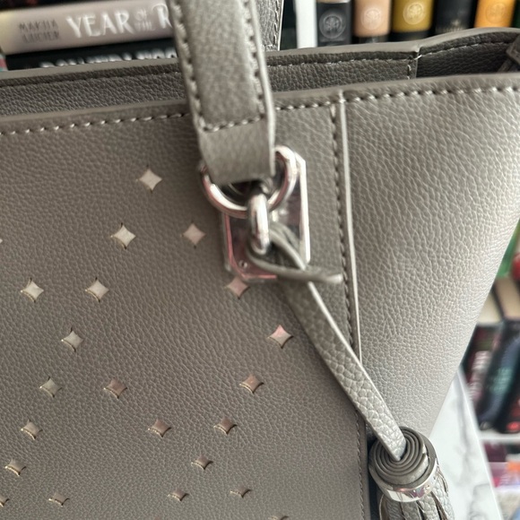 Ralph Lauren Double RL Grey with silver diamond cutouts Tote Bag - Picture 5 of 8